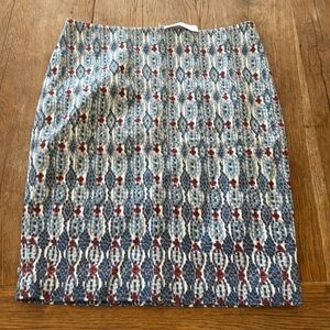 LOFT Skirt Blue Geometric Pencil Straight High Waist Lined